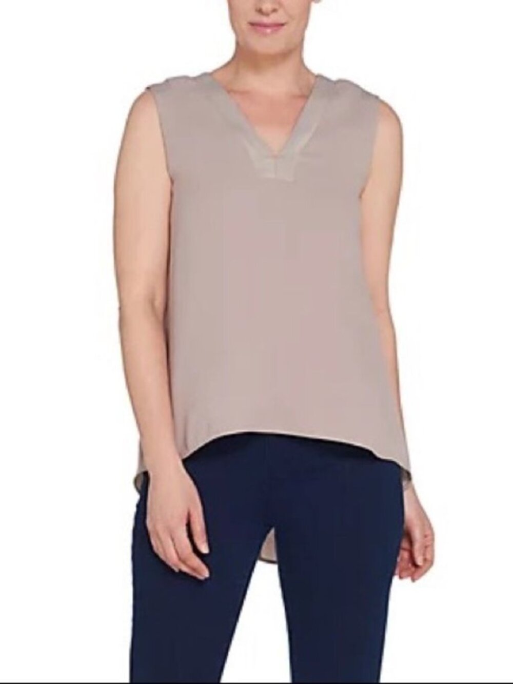 Lisa Rinna Collection V-Neck Sleeve- less Blouse